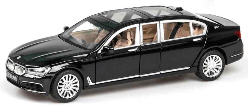 Коллекционная модель машинки - представительский седан BW7, открываются капот, багажник, двери, свет, звук, инерционная 22см (черный)