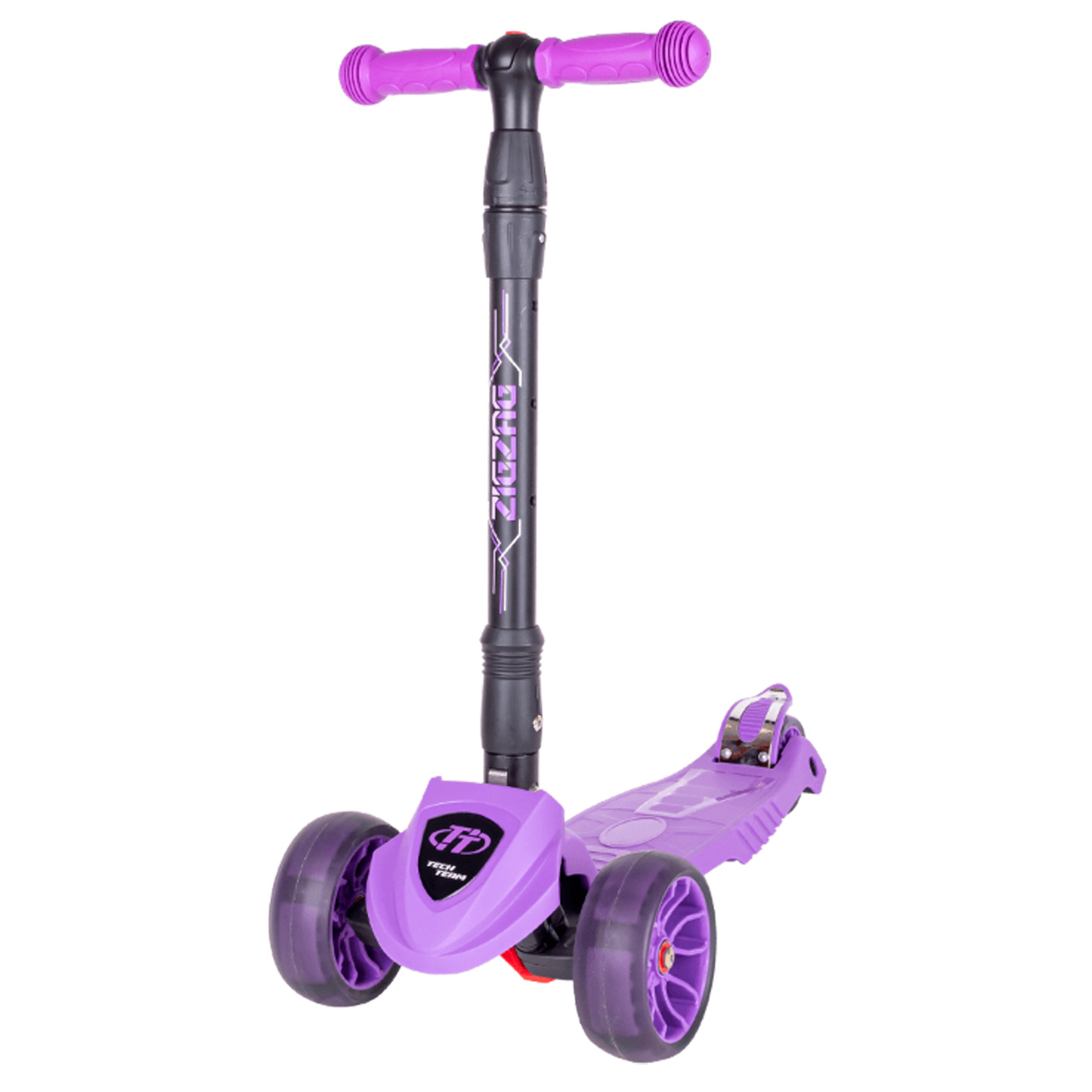 Детский самокат Tech Team Zig Zag 2022 со светящимися колёсами (фиолетовый)
