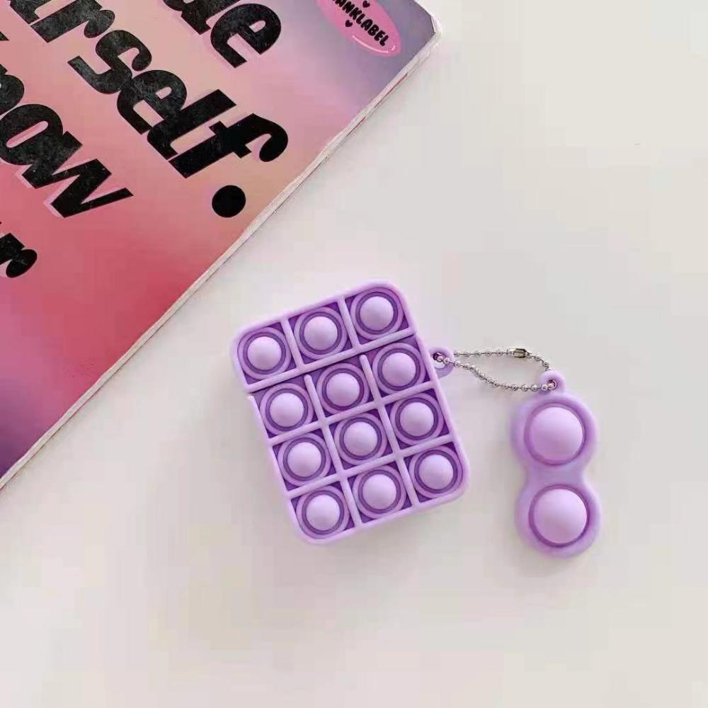Силиконовый чехол Pop it для беспроводных наушников airpods 1, airpods 2 (фиолетовый)