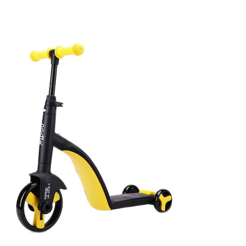 Детский трехколесный трансформер 3в1 Nadle, самокат-беговел-велосипед (желтый)