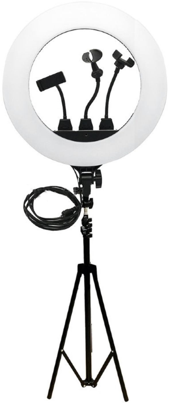 Кольцевая селфи-лампа ZB-R18 с 3-мя держателями, штативом и сумкой, диаметр 45 см
