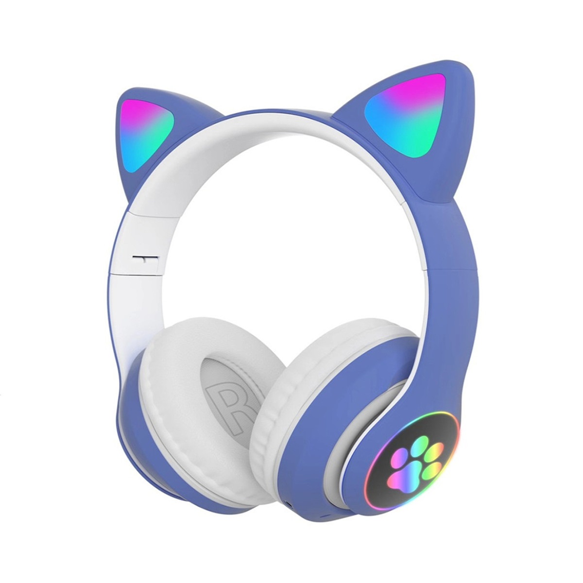Беспроводные наушники со светящимися ушками Cat Ear STN-28 с Bluetooth, MP3, FM, AUX, Mic, LED (синий)