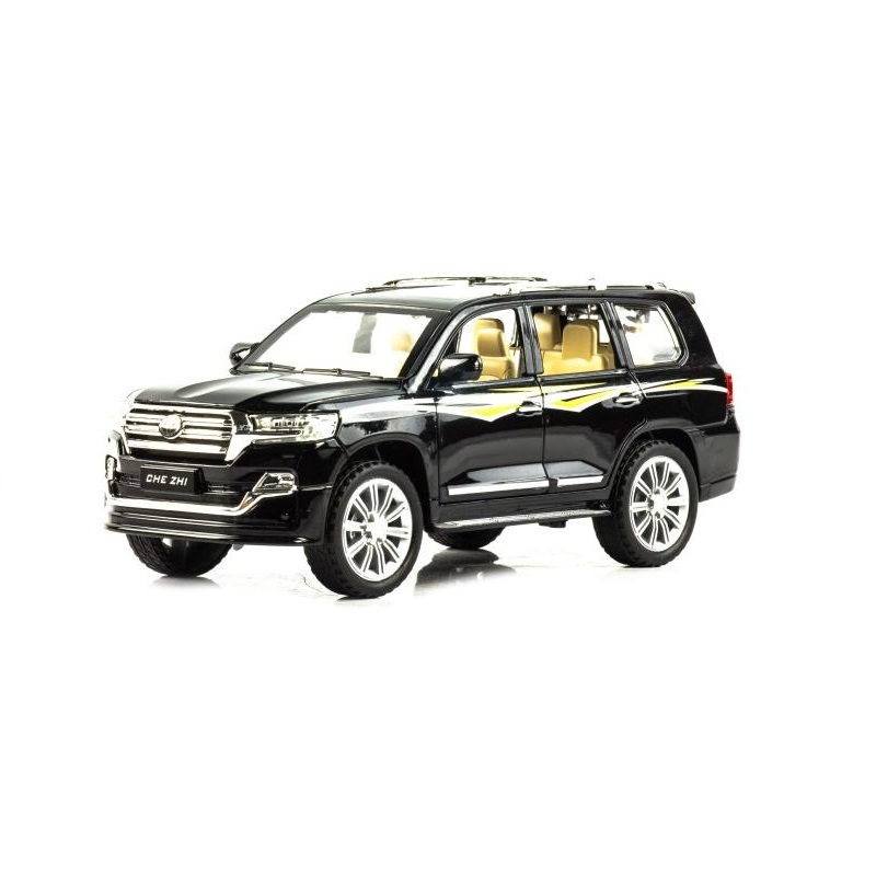 Металлическая машинка Che Zhi 1:24 «Toyota Land Cruiser 200» CZ123 инерционная, со светом и звуком 20.2 см (чёрная)