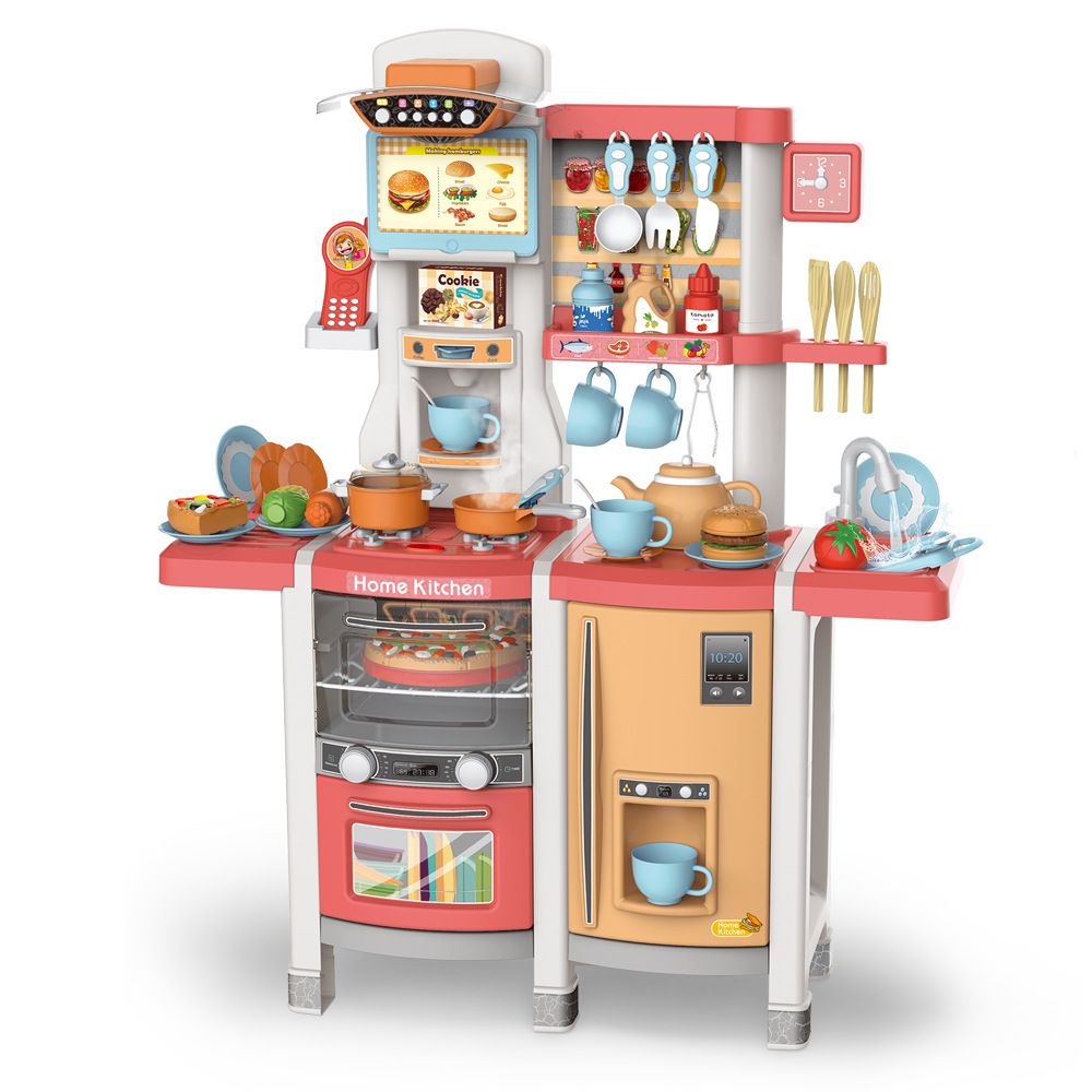 Кухня детская Spraing Mist Kitchen MJL-89 красная, вода, свет, звук, пар, музыка, 65 предметов