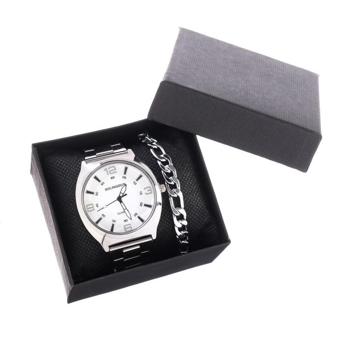 Подарочный набор 2 в 1 "Bolingdun" (наручные часы, d=4.2 см, браслет)