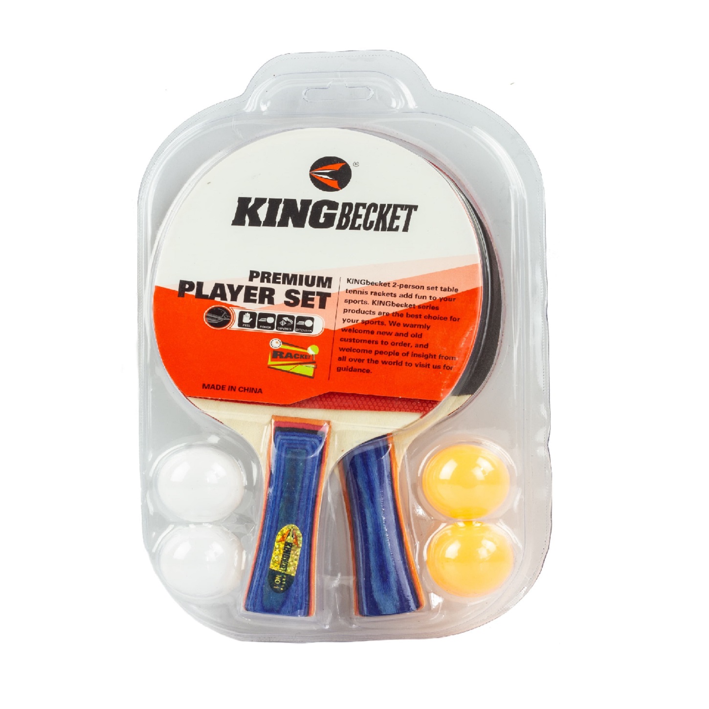 Набор ракеток "KingBecket" для настольного тенниса/пинг-понга (C48192) c 4 мячами в блистере