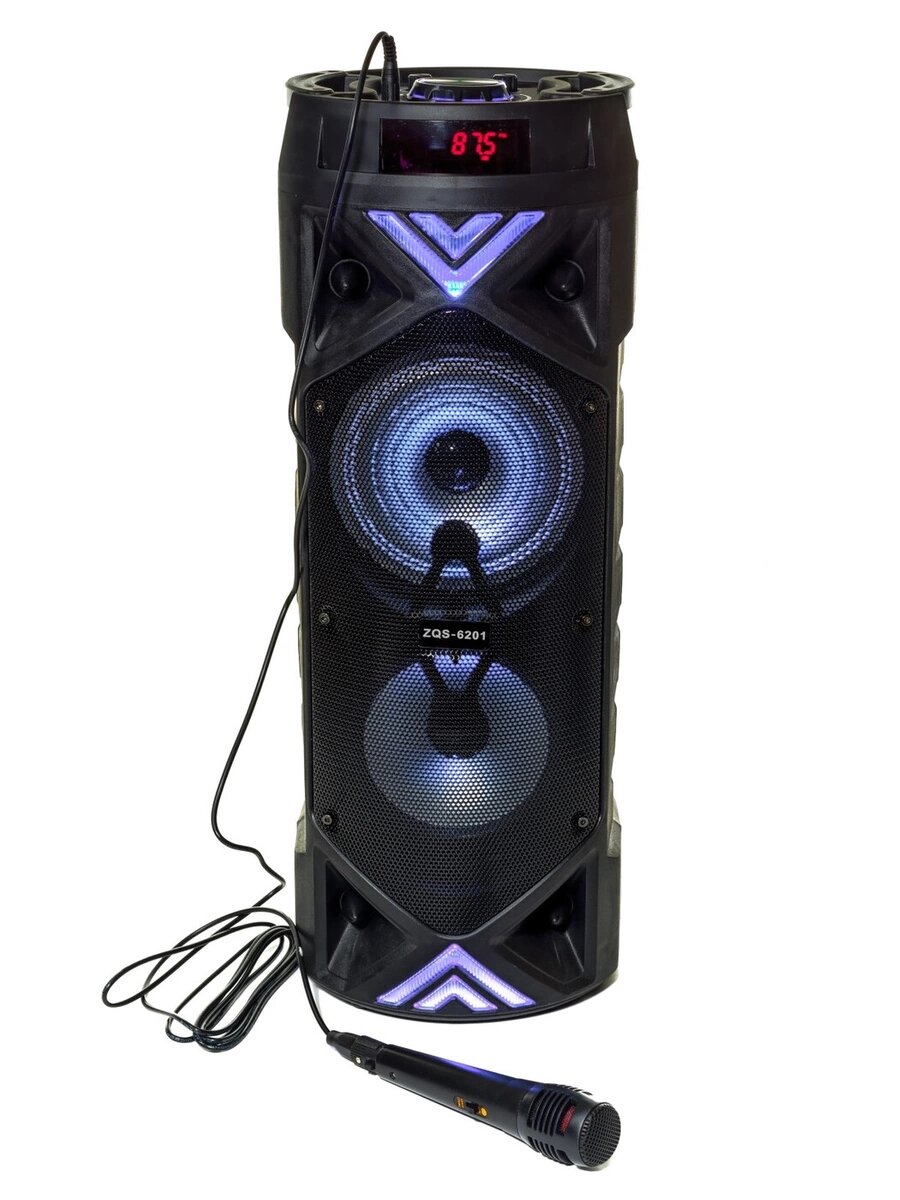 Портативная колонка BT SPEAKER ZQS-6201 Bluetooth, с микрофоном для караоке, FM, MP3 и подсветкой