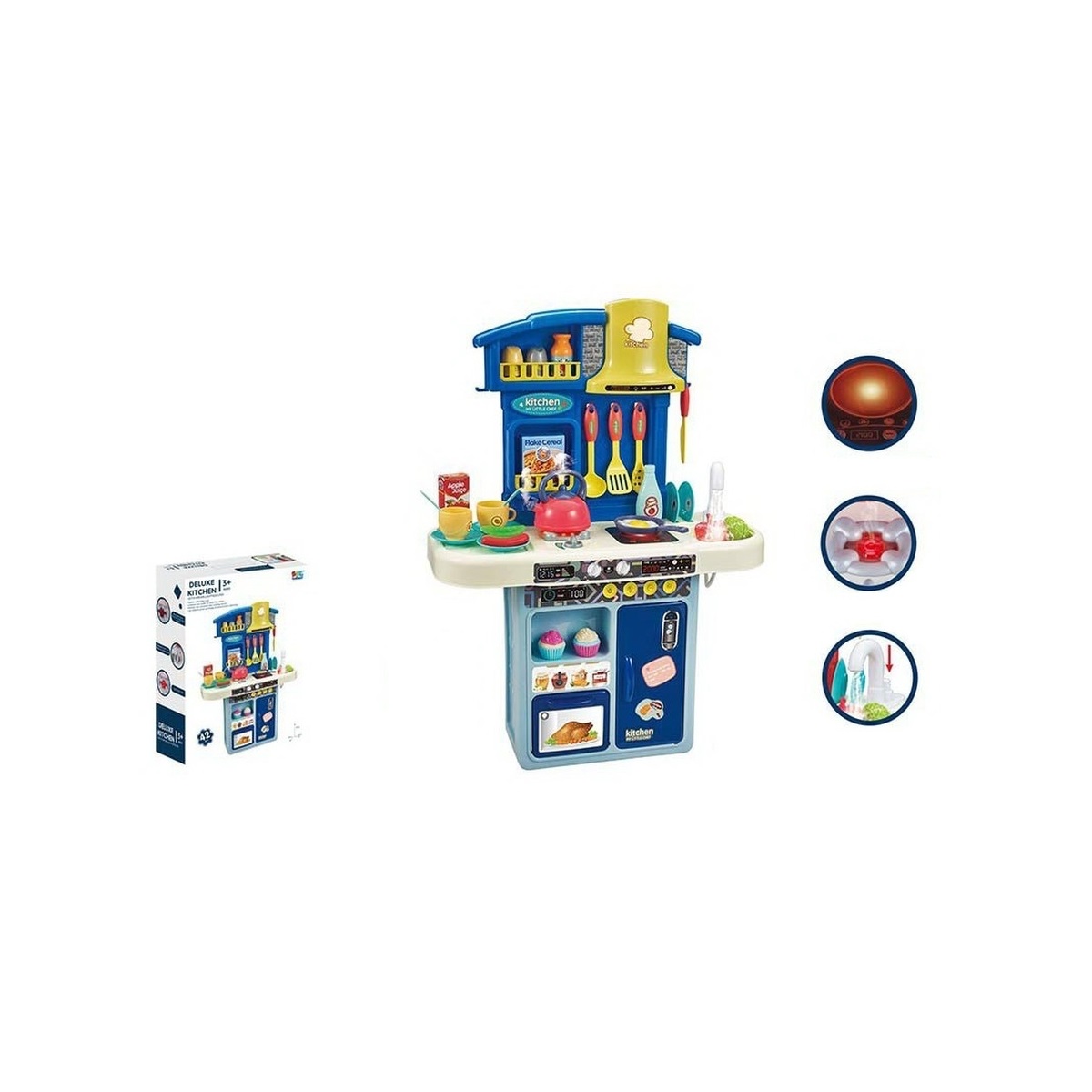 Детская интерактивная кухня (42 предмета, с водой, паром и светом) 16863B
